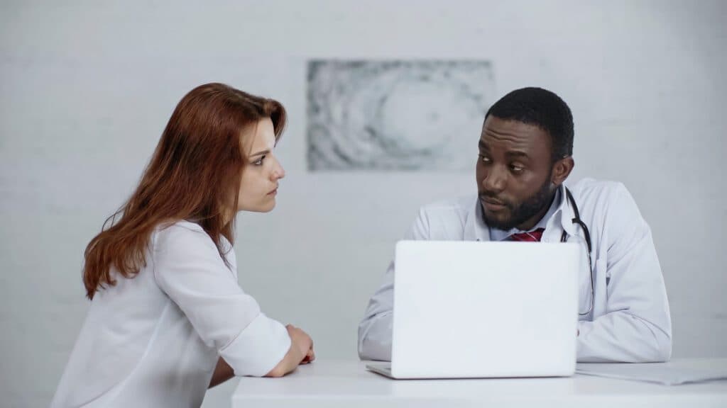 Speaking with patient