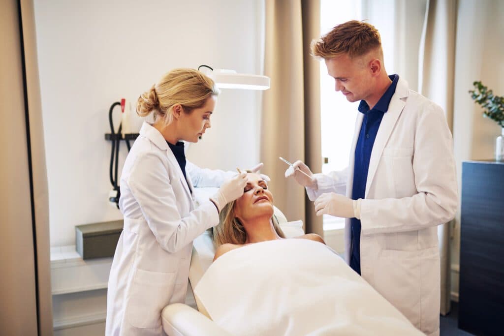 woman receiving cosmetic procedure