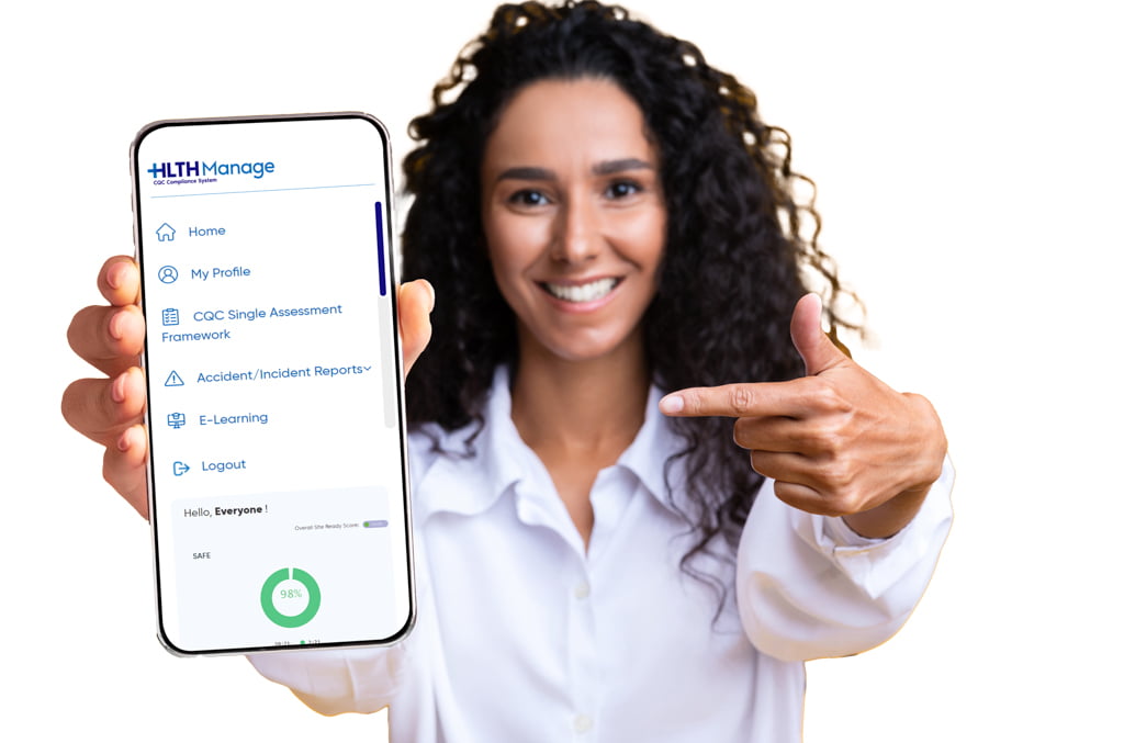 Modern smartphone with empty screen in brunette woman hand