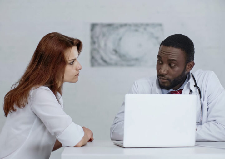 Speaking with patient