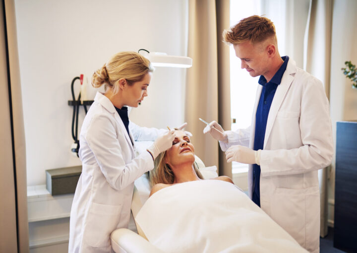 woman receiving cosmetic procedure